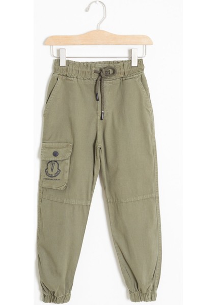 Haki Kargo Cepli Beli Lastikli Erkek Çocuk Jean Pantolon 18407