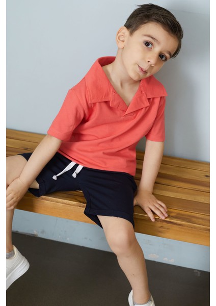 Erkek Bebek Pembe Polo Yaka Tişörtlü Şortlu Takım 18629 fırsatları