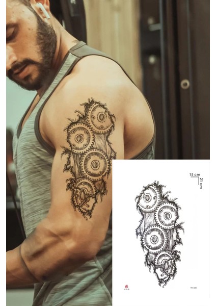 Gerçekci Geçici Dövme Tattoo Makine Desenli Dövme Sahte Etiket Kadın Erkek Kol Bacak