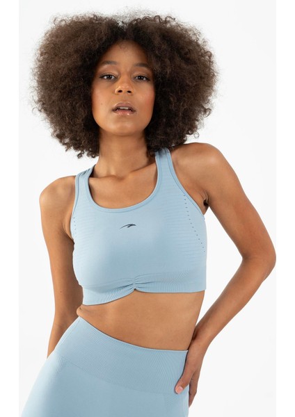 SlimFit Kadın Atlet Yaka Kolsuz Sisli Mavi Bra 813090