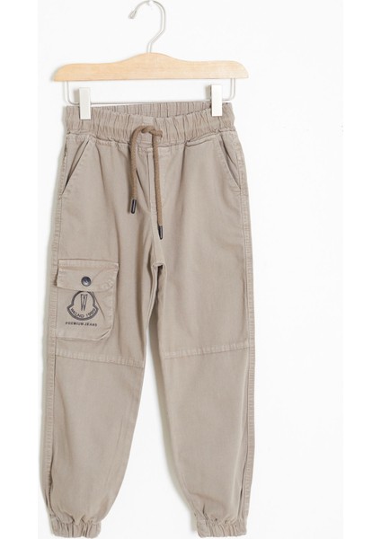 Açık Kahve Kargo Cepli Beli Lastikli Erkek Çocuk Jean Pantolon 18406