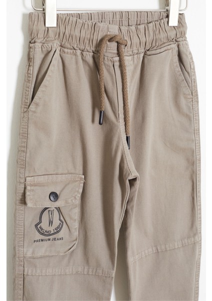 Açık Kahve Kargo Cepli Beli Lastikli Erkek Çocuk Jean Pantolon 18406 fiyatları
