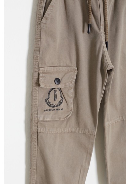 Açık Kahve Kargo Cepli Beli Lastikli Erkek Çocuk Jean Pantolon 18406 modelleri