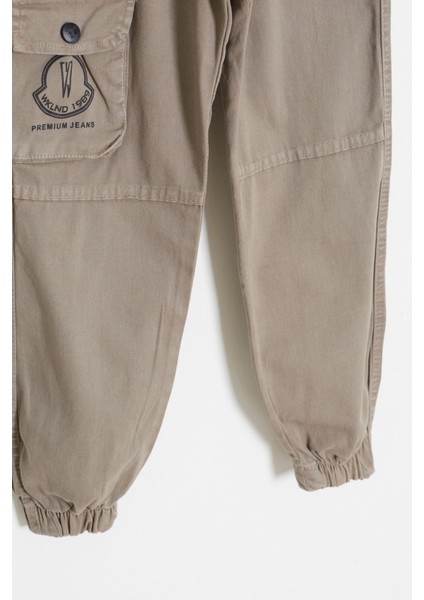 Açık Kahve Kargo Cepli Beli Lastikli Erkek Çocuk Jean Pantolon 18406 fırsatları