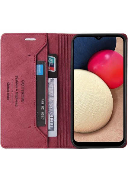 Samsung Galaxy A02S Iki Kart Yuvaları Premium Deri Kickstand (Yurt Dışından) modelleri