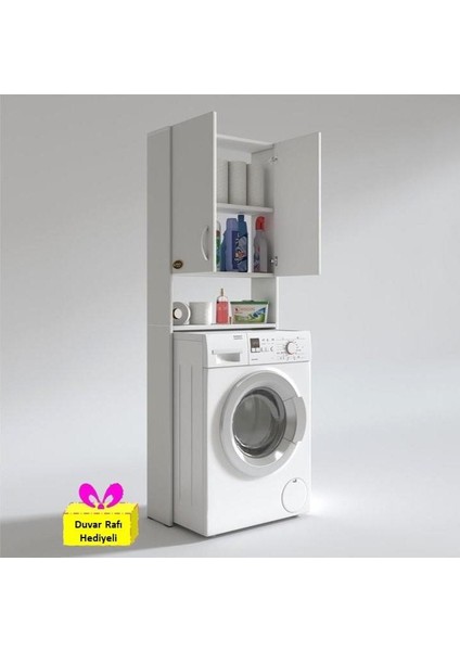 Kenzlife çamaşır makinesi dolabı veronika byz 180*066*20 banyo çift arkalıksız + tekli duvar rafı hediyeli fiyatları