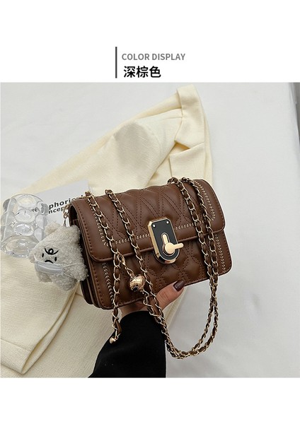 Gelişmiş Doku Eşkenar Dörtgen Işlemeli Iplik Omuz Çantası Moda Zincir Messenger Çanta (Yurt Dışından) fiyatları