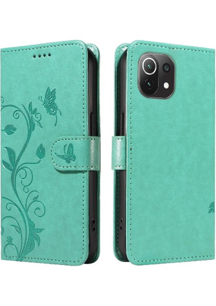 El Kayışı Kabartmalı Kelebek ve Kart Yuvası ile Xiaomi 11 Lite Için Kılıf (Yurt Dışından)