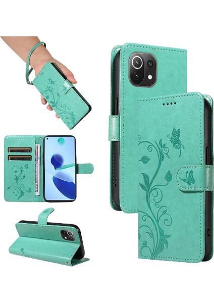 El Kayışı Kabartmalı Kelebek ve Kart Yuvası ile Xiaomi 11 Lite Için Kılıf (Yurt Dışından) indirimleri