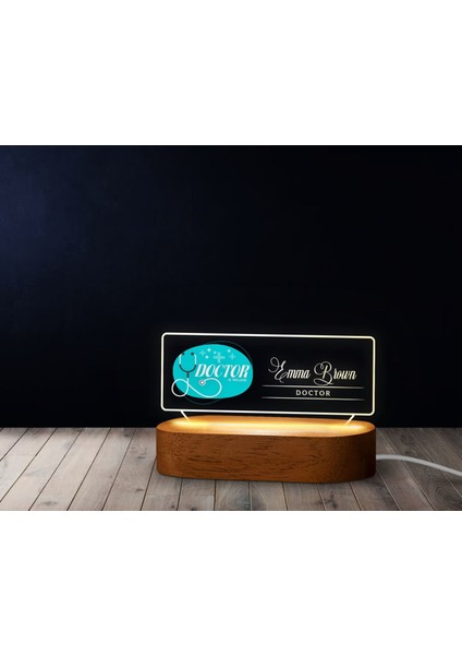 Kişiye Özel Isimli Doktor Temalı LED Işıklı Akrilik Masa Isimliği-5, Ofis Dekoru, Mesleki Hediye, Ofis Hediyeleri fırsatları