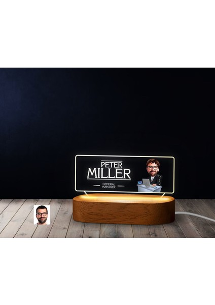 Kişiye Özel Isimli Erkek Patron Karikatürlü LED Işıklı Akrilik Masa Isimliği-12, Ofis Dekoru, Mesleki Hediye, Ofis Hediyeleri fiyatları
