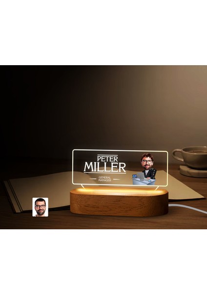 Kişiye Özel Isimli Erkek Patron Karikatürlü LED Işıklı Akrilik Masa Isimliği-12, Ofis Dekoru, Mesleki Hediye, Ofis Hediyeleri fırsatları