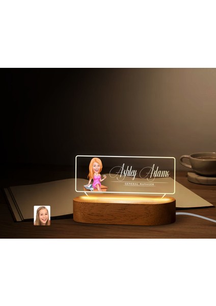 Kişiye Özel Isimli Patron Karikatürlü LED Işıklı Akrilik Masa Isimliği-7, Ofis Dekoru, Mesleki Hediye, Ofis Hediyeleri fiyatları