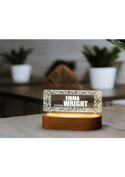 Kişiye Özel Isimli LED Işıklı Akrilik Masa Isimliği-12, Ofis Dekoru, Mesleki Hediye, Ofis Hediyeleri