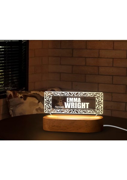 Kişiye Özel Isimli LED Işıklı Akrilik Masa Isimliği-12, Ofis Dekoru, Mesleki Hediye, Ofis Hediyeleri fırsatları