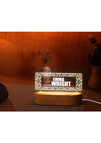 Kişiye Özel Isimli LED Işıklı Akrilik Masa Isimliği-12, Ofis Dekoru, Mesleki Hediye, Ofis Hediyeleri indirimleri
