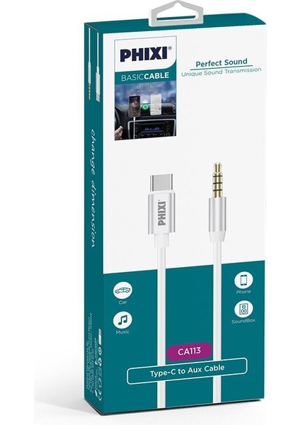 Basic CA113 Metal Başlıklı 100CM Type-C To Aux Silikon Kablo fiyatları