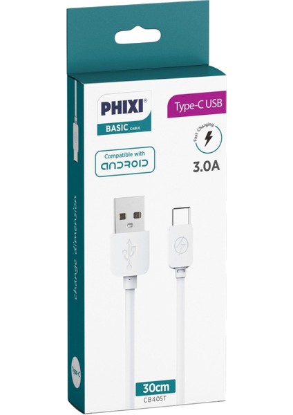 CB405T Basic 30 Cm Type-C USB Şarj ve Data Kablosu