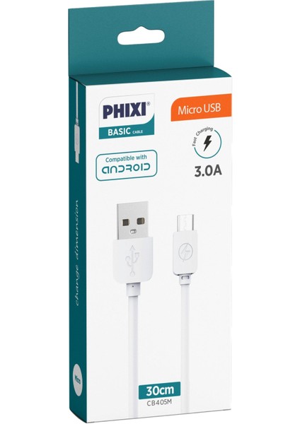 CB405M Basic 30 cm Micro USB Şarj ve Data Kablosu