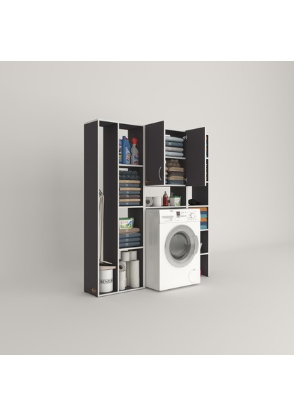 Kenzlife çamaşır makinesi dolabı veronikamega gri 180*156*20 banyo arkalıksız raflı fiyatları