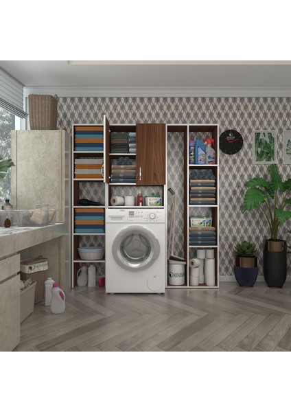Kenzlife çamaşır makinesi dolabı veronikamega cvz 180*156*20 banyo arkalıksız raflı