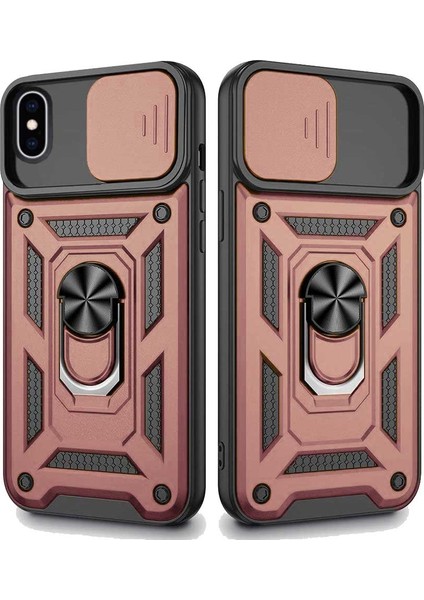 Apple iPhone Xs Max Uyumlu Kızaklı Kamera Korumalı Tank Kılıf