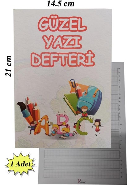 Güzel Yazı Defteri Küçük Boy 14,5X21 cm 24 Yaprak 1 Adet Klavuzlu Standart Çizgili Yazı Defteri Dik Temel Harflerle 1. Sınıf