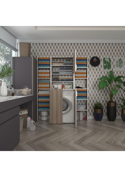 Kenzlife çamaşır makinesi dolabı kasparovmaksduble crd 180*126*55-20 banyo kapaklı arkalıksız