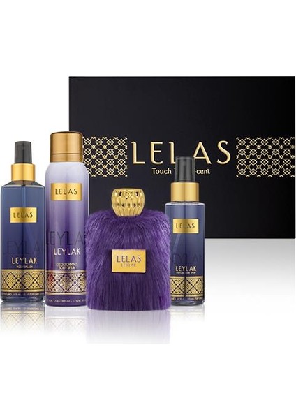 1581 Leylak Unisex Siyah Kutulu Hediyelik Set (Parfüm+Deodorant+Vücut Spreyi+Saç Spreyi)