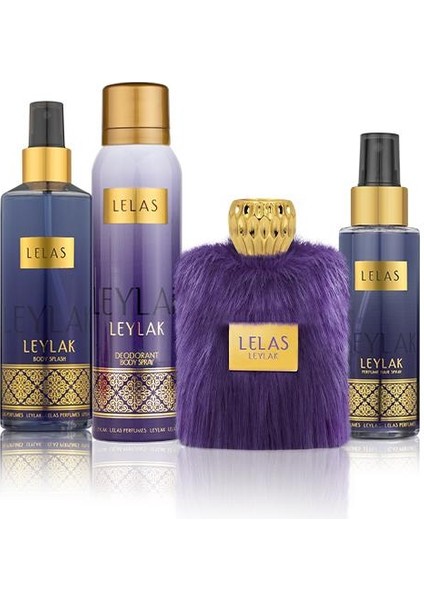 1581 Leylak Unisex Siyah Kutulu Hediyelik Set (Parfüm+Deodorant+Vücut Spreyi+Saç Spreyi)