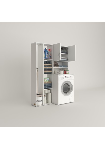 Kenzlife çamaşır makinesi dolabı hayzumsüpürge byz 180*126*55 banyo kiler çift kapaklı arkalıklı fiyatları