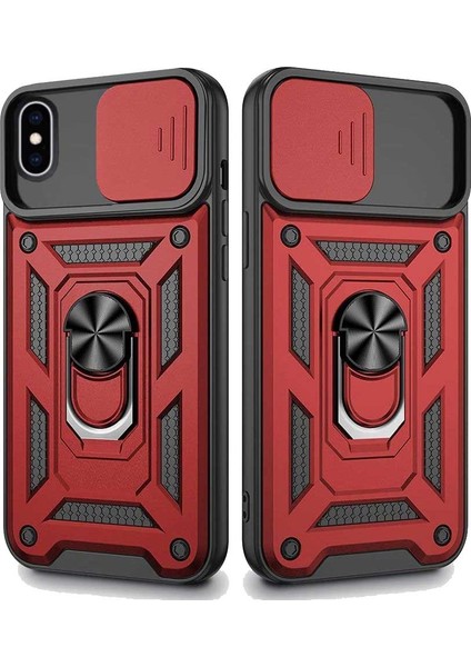 Apple iPhone Xs Max Uyumlu Kızaklı Kamera Korumalı Tank Kılıf