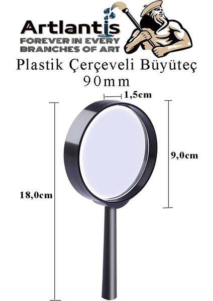 Büyüteç 90 mm 1 Adet 5x Plastik Sap Çerçeveli Büyüteç Merçek Okul Büro Ofis
