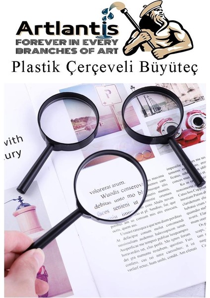 Büyüteç 90 mm 1 Adet 5x Plastik Sap Çerçeveli Büyüteç Merçek Okul Büro Ofis