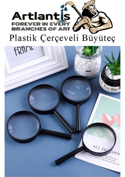Büyüteç 90 mm 1 Adet 5x Plastik Sap Çerçeveli Büyüteç Merçek Okul Büro Ofis