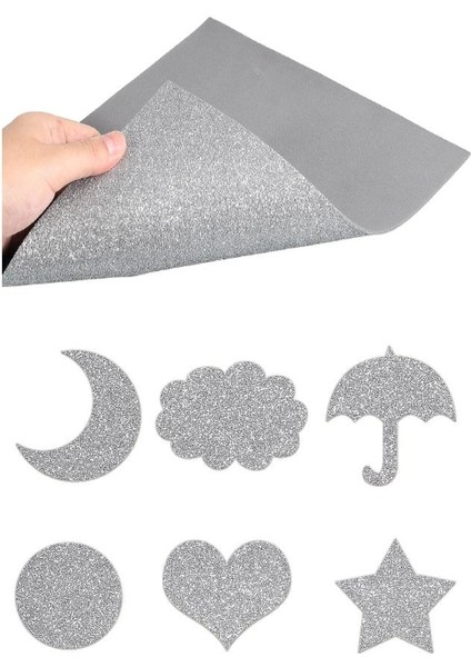 Gümüş Gri Silver Simli Eva 50X70 cm 2 Adet Simli Eva Süngeri Okul Kreş Anasınıfı Elişi Etkinlikleri modelleri
