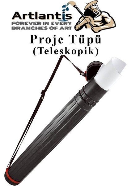 Proje Tüpü Siyah Dar 1 Adet Teleskopik Bozuka Proje Tüpü Iki Kademeli Teknik Çizim Çantası