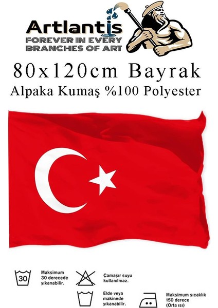 Bayrak 80X120 cm Türk Bayrağı Kumaş 1 Adet Alpaka Kumaş Bez Bayrak Kaliteli Türk Bayrağı Kırmızı Beyaz Bayrak