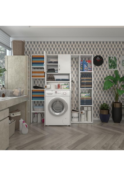 Kenzlife çamaşır makinesi dolabı hayzummega byz 180*156*55 banyo kiler çift kapaklı arkalıklı
