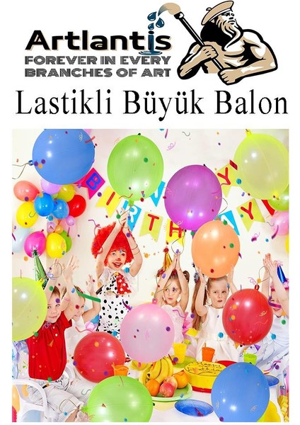 Lastikli Balon Zıpzıp 20 Adet Ipli Balon Lateks Büyük Balon Punch Panç Renkli Balon