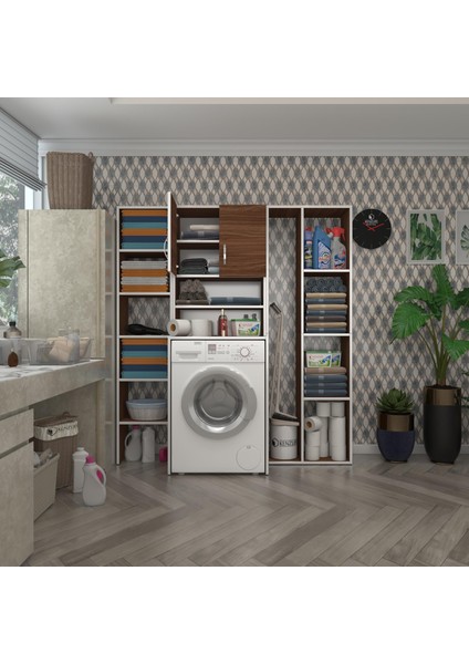 Kenzlife çamaşır makinesi dolabı hayzummega cvz 180*156*55 banyo kiler çift kapaklı arkalıklı