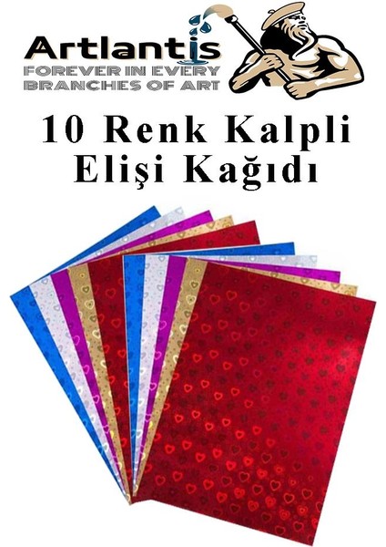 Kalpli Elişi Kağıdı A4 10 Renk 1 Paket Kalp El Işi Kağıdı 10 Lu Kreş Ana Sınıfı Okul Öncesi Sınıf Malzemesi