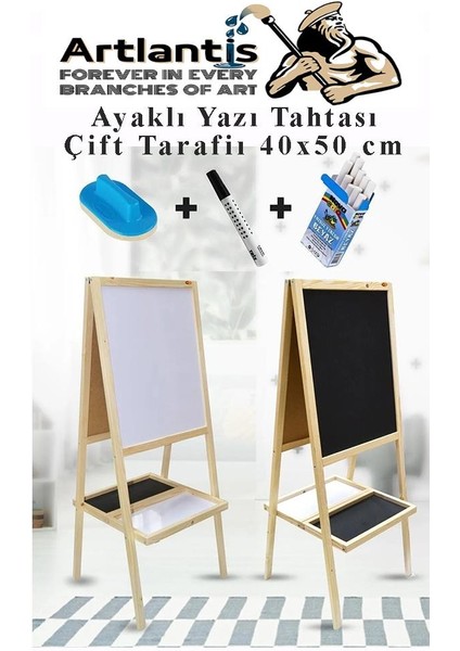 Ayaklı Yazı Tahtası Çift Taraflı 40X50CM 1 Adet Çocuk Yazı Tahtası Alıştırma Tahtası