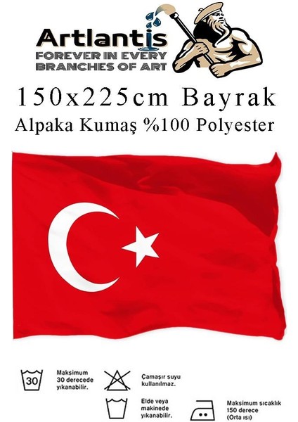 Bayrak 150X225 cm Türk Bayrağı Kumaş 1 Adet Alpaka Kumaş Bez Bayrak Kaliteli Türk Bayrağı Kırmızı Beyaz Bayrak