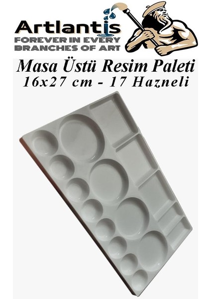 Masa Üstü Resim Paleti 1 Adet 17 Hazneli Boya Paleti 16X27 cm Sanatsal Boyalar Için Palet Akrilik Boya Yağlı Boya Guaj Boya