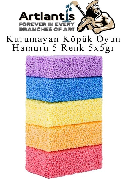 Köpük Hamur 5 Renk 5 gr 1 Paket Kurumayan Köpük Oyun Hamuru Hafif Yumuşak Hamur Okul Öncesi Anasınıfı Kreş Etkinlikleri