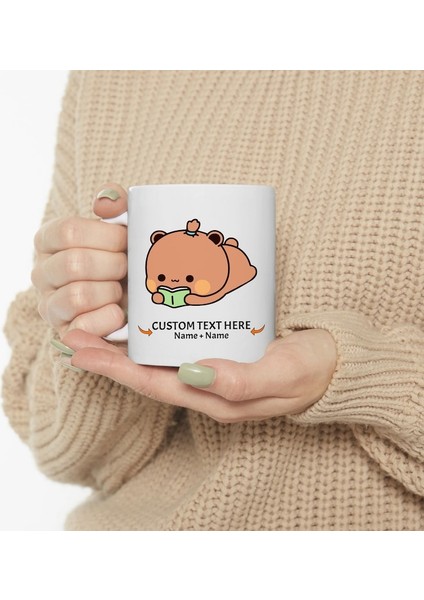 Kişiselleştirilmiş Sevimli Bubu ve Dudu Kahve Kupa, Ayı Seramik Kupa, Özell,ingilizce Kupa