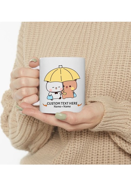 Kişiselleştirilmiş Sevimli Bubu ve Dudu Kahve Kupa, Ayı Seramik Kupa, Özell,ingilizce Kupa