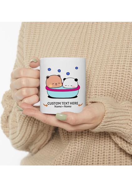 Kişiselleştirilmiş Sevimli Bubu ve Dudu Kahve Kupa, Ayı Seramik Kupa, Özel,ingilizce Kupa