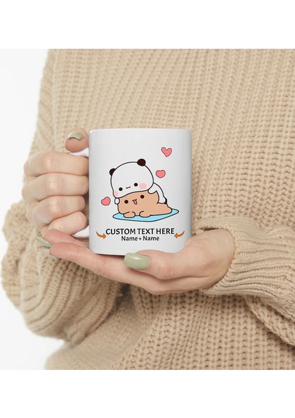 Kişiselleştirilmiş Sevimli Bubu ve Dudu Kahve Kupa, Ayı Seramik Kupa, Özell,ingilizce Kupa